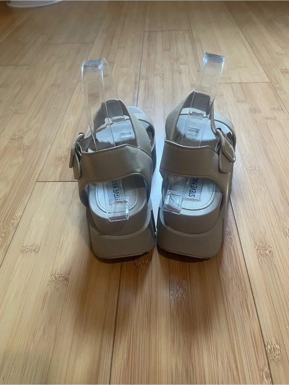 Steve Madden Cream/Tan Platform Sandals with Ankle Strap